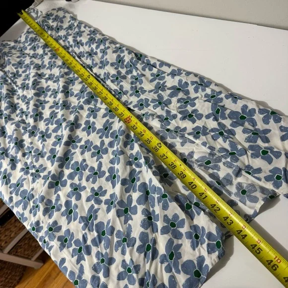 Uniqlo feminine cottagecore Blue Floral Midi camisole slip Dress - Picture 7 of 7